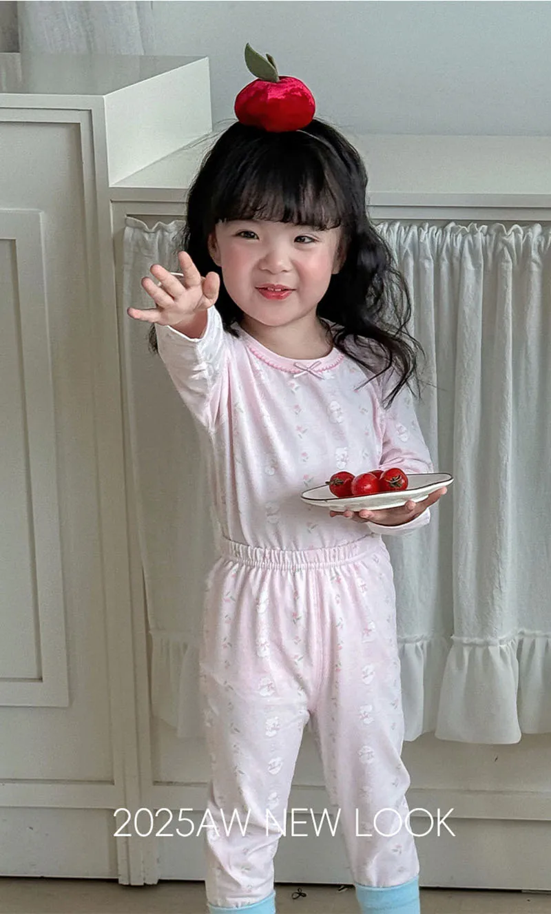 Autumn Kids Pajamas Set Cartoon Bunny Floral Girls Loungewear