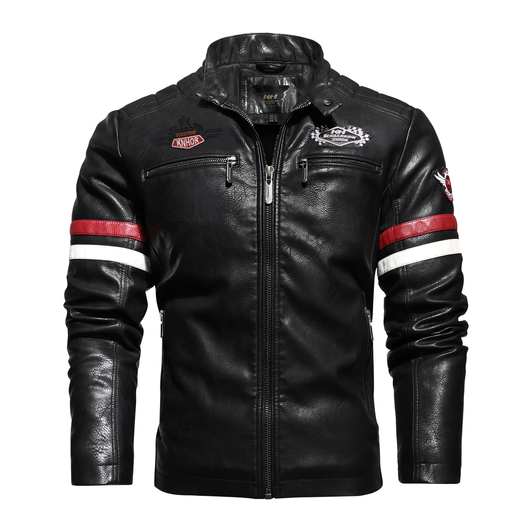 2024 New Men Leather Clothes Machine Model Men's Trendy Embroidered Colored Leather Jackets Foreign Customization Men Outerwear