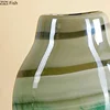 Dark Green Seawater Ripple Glass Vase Hydroponic Flower Pots Desk Decoration Artificial Flower Decorative Floral Arrangement 5