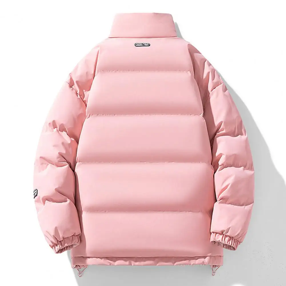 Reversible Coat Winter Cotton Coat with Stand Collar Windproof Warm Padded Stuffed Long Sleeve Elastic Cuff Couple Down Coat