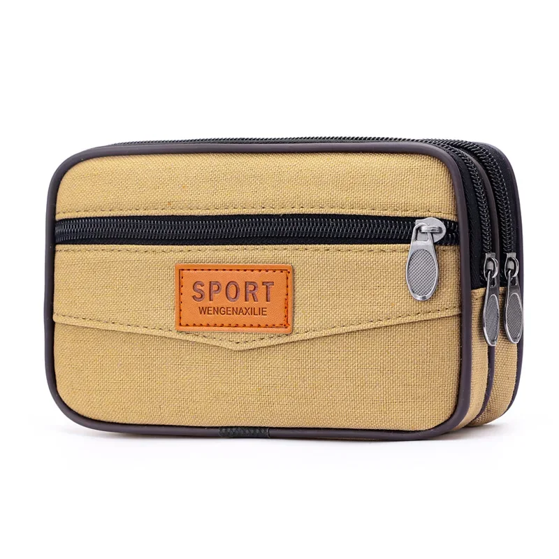 Fannypacks 6.5 인치 휴대 전화 가방 캔버스 패브릭 지퍼 남성용 지갑 동전 지갑 남성용 허리 가방 Moneybags 패니 팩 가방 지갑