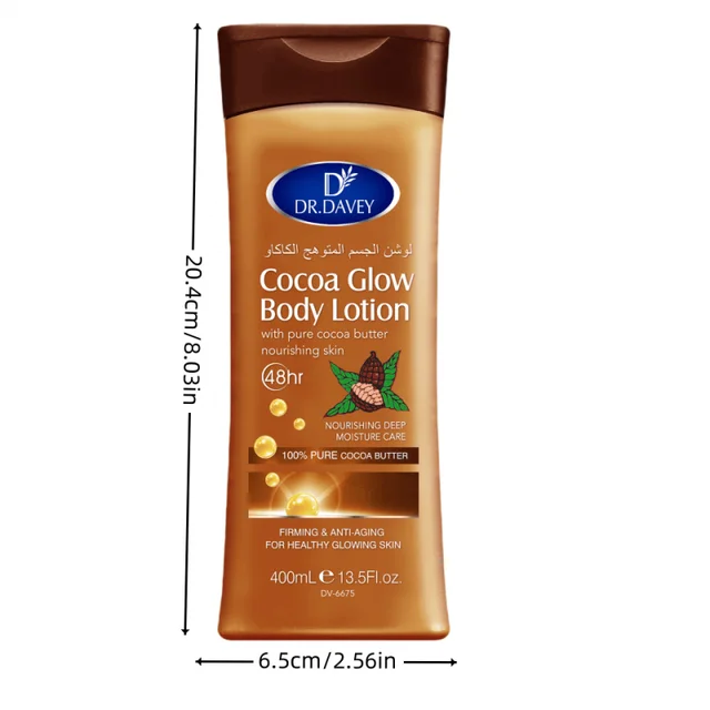 DR.DAVEY 13.53Ounce Cocoa Butter Body Lotion - Unisex，Food flavor，No Alcohol，Nourishing moisturizing cream for all skin types，10
