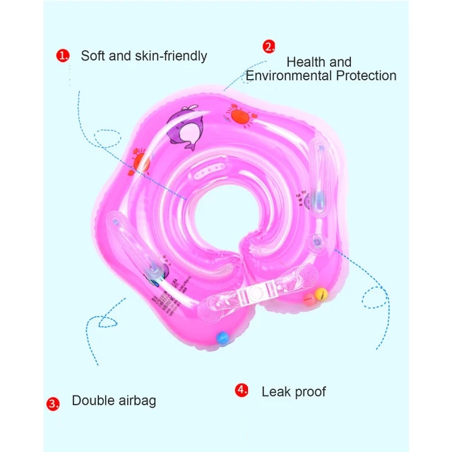 4 Colors Safety Baby Swimming Neck Ring with Bells Cartoon Infants Bathing Circle Summer Inflatable Water Floating Accessories 3