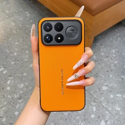 Luxury - Style Phone Case with Delicate Faux Leather and Streamlined Pattern Design for Poco F9 Pro (Orange)