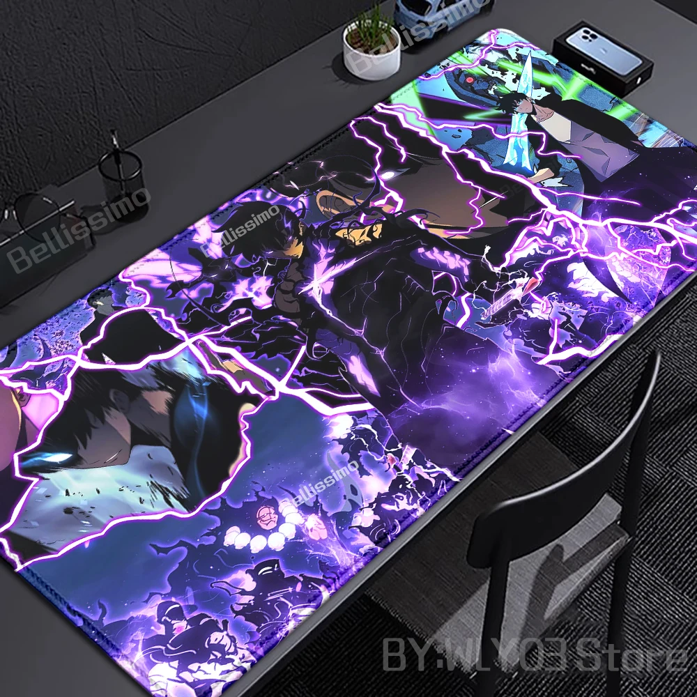 Premium Anime Solo Leveling Gaming Desk Mat - Extra-Large Non-slip HD Mouse Pad with Locking Edges (90x40cm)