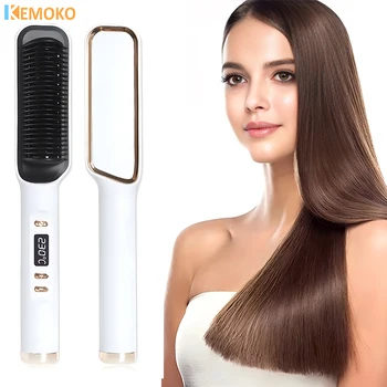 Piastra per capelli Spazzola Riscaldamento Piastra per pettine caldo Piastra per capelli elettrica Piastra per capelli ricci Multifunzionale Spazzola in ferro Pettine Bigodino 1