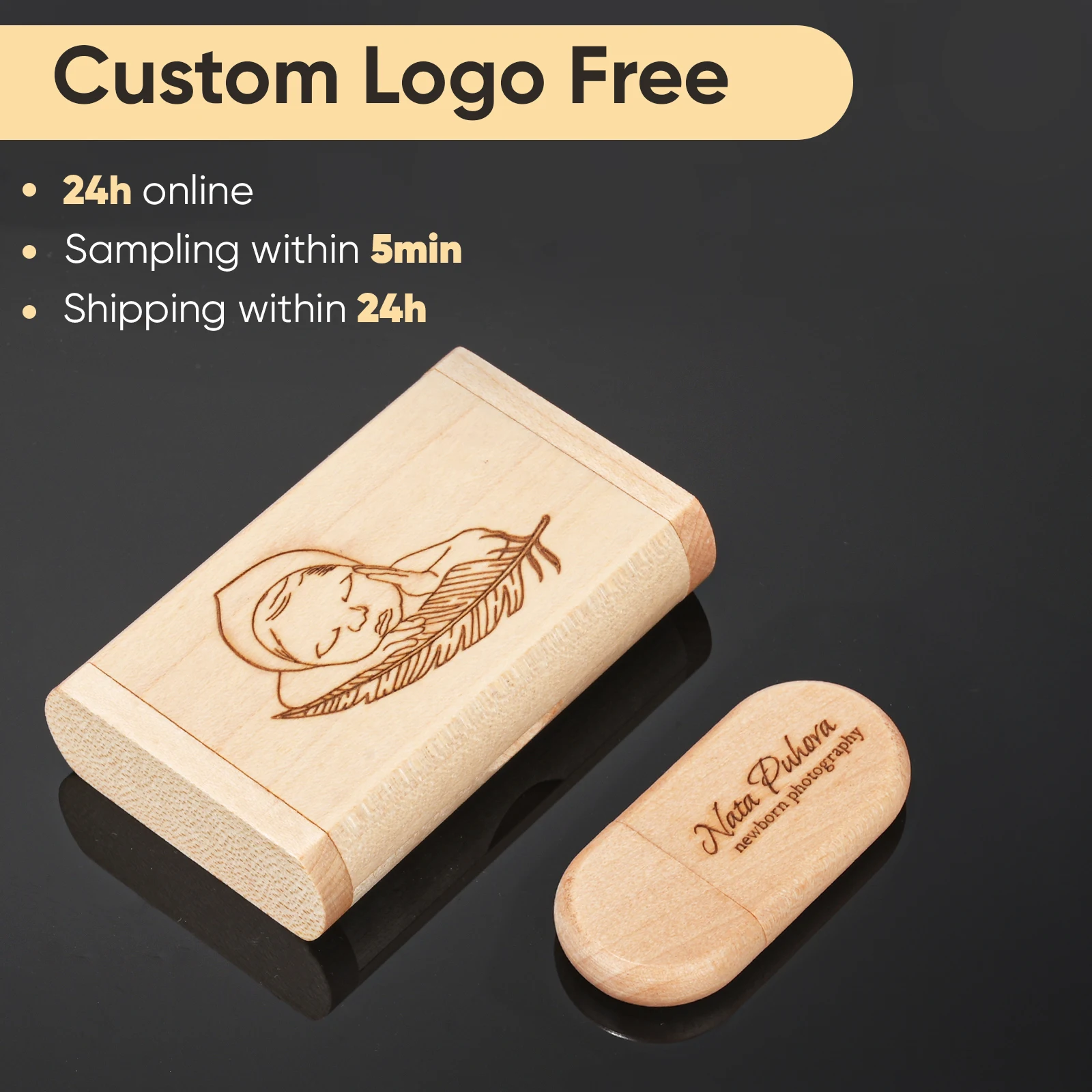 Usb flash drive Flash drive JASTER free custo logo wooden box USB flash drive 128GB personal logo wedding gift memory stick 64GB wood pendrive 32GB U disk