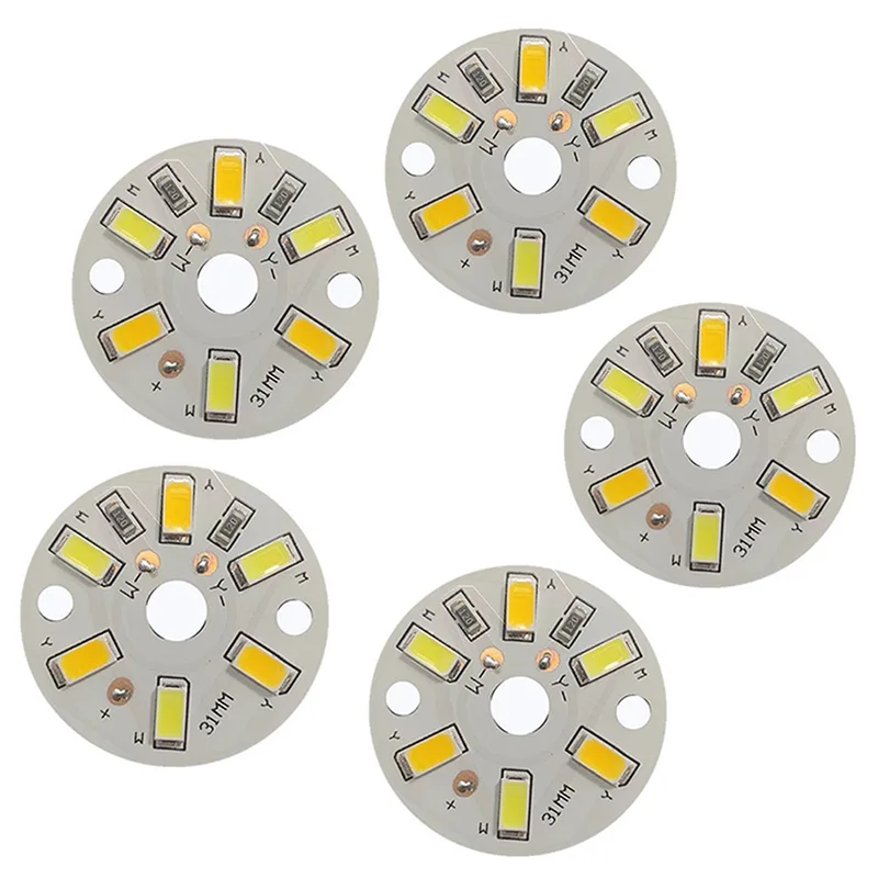 1/ 5pcs 3W DC 5V LED Light Board Two-color Light Source 46MM 5730 Lamp Beads For Led Bulb Downlight