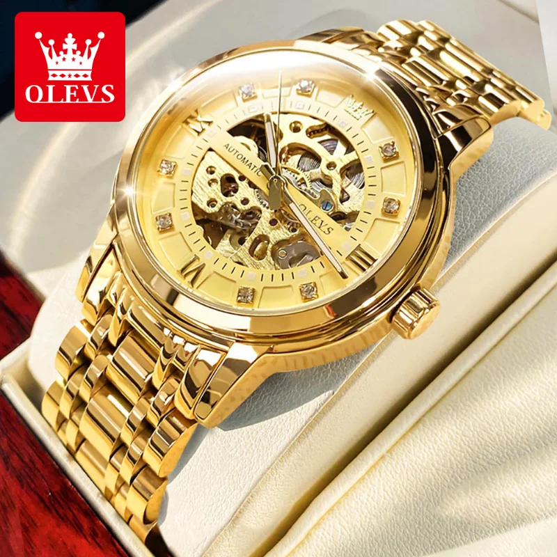 

OLEVS 9901 Men's Watches Luxury Hollowing Mechanical Wristwatch Waterproof Luminous Stainless Steel Fashion Automatic Watch