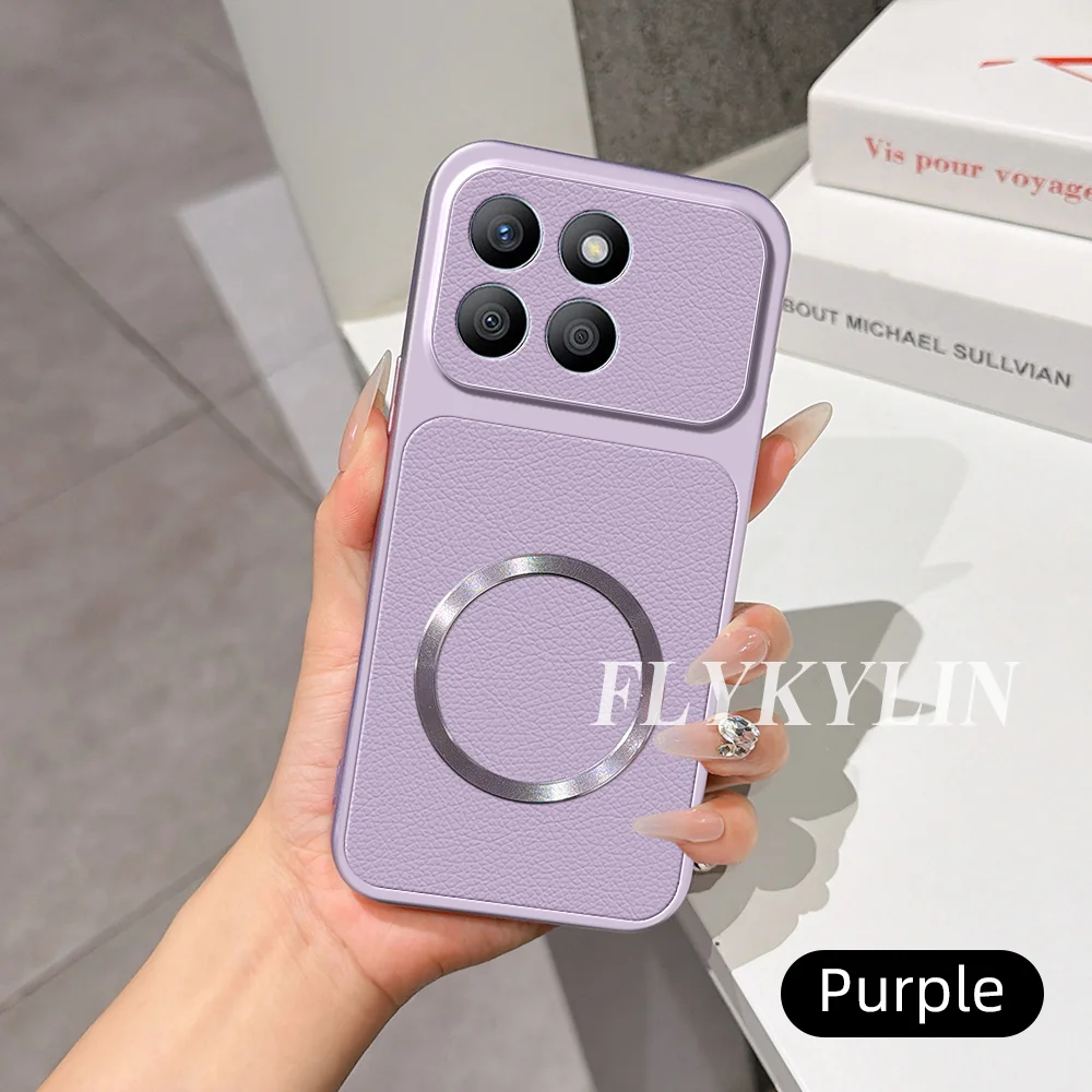 Litchi Textured Leather Protective Shell with Magnetic Suction - Anti-Drop Design