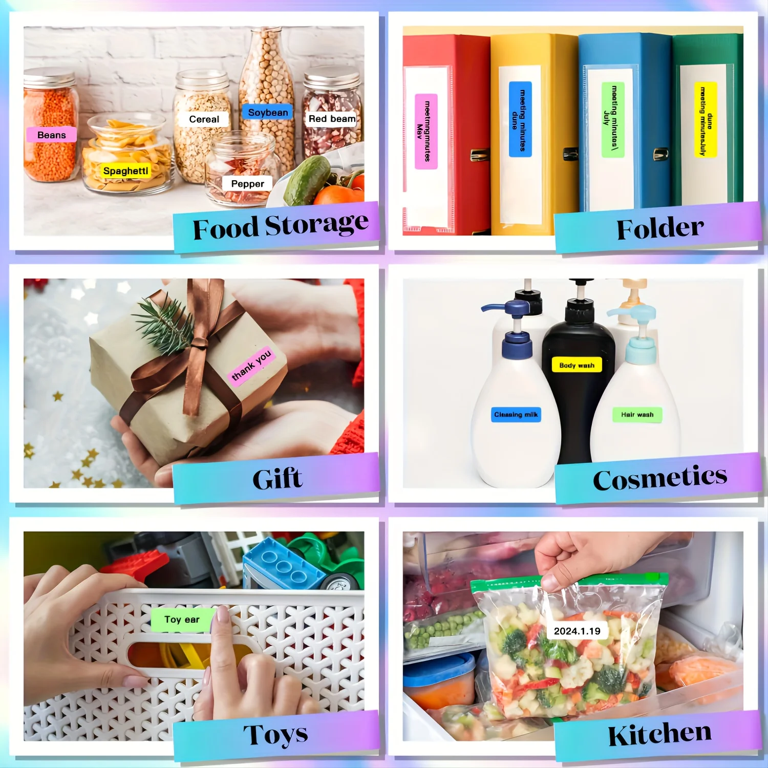 Multi-Color Self-Adhesive Label Stickers in 50x15mm and 50x30mm Sets, Suitable for Packaging Tags, Document Organization