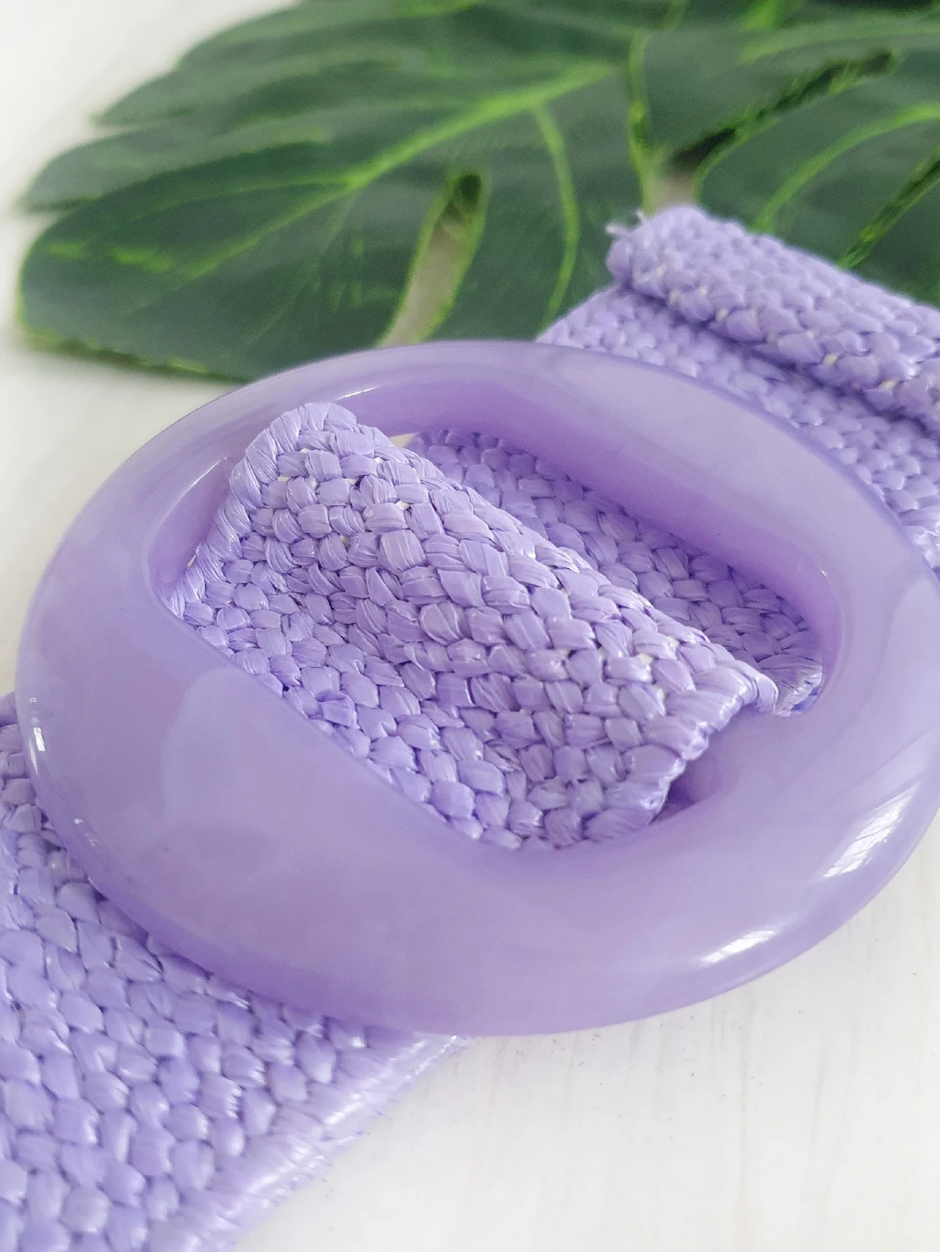 Beltox Damen-Gürtel aus Stroh, gewebt, elastisch, einfarbig, mit passender Kunststoffschnalle – Detail 8