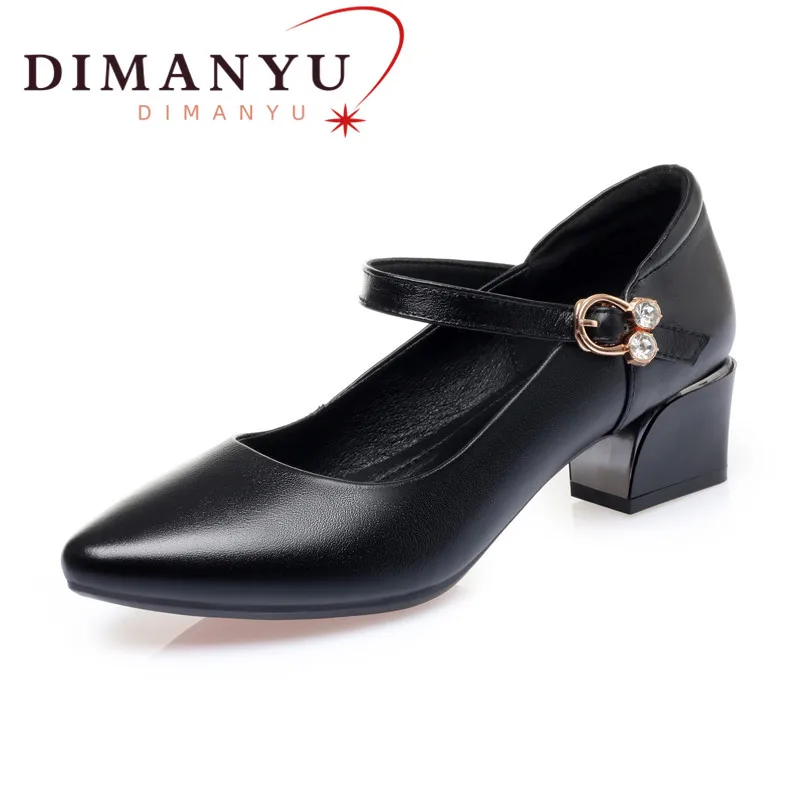 DIMANYU Women Office Shoes Large Size 41 42 43 Spring Genuine Leather Women Commuter Shoes Round Toe Shallow Mouth Ladies Shoes