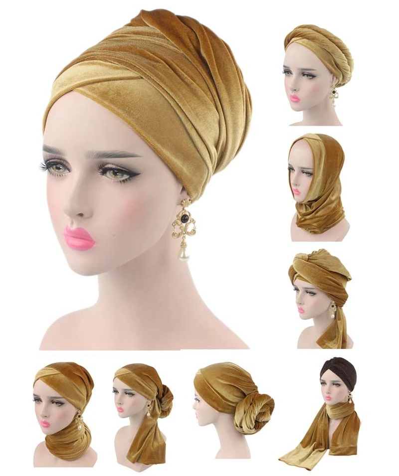 African Women Hijab Scarf Muslim Plain Velvet Hijabs Turban Cap Islamic Under Scarf Bonnet Lady Magic Long Tail Hat muslim headwear,head scarf,hijab headscarf,hijab hats,female head wraps