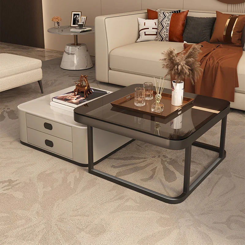 Storage Design Luxury Coffee Tables Living Room Square Modern Coffee Tables Legs Metal Tavolino Da Salotto Home Furniture