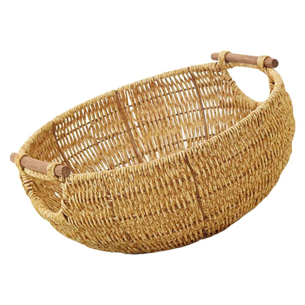 

Egg Basket Woven Bread Tray Small to Weave Knitting with Handle Wooden Vegetables Baskets for Organizing