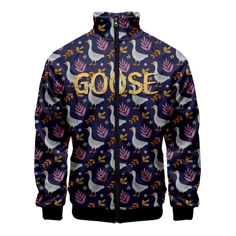 thumbnail image 1 of Chaqueta con estampado 3D de animales de ganso para hombres y niños, abrigo de manga larga con estampado de dibujos animados, chaquetas con cremallera para primavera y otoño, 1 of 5
