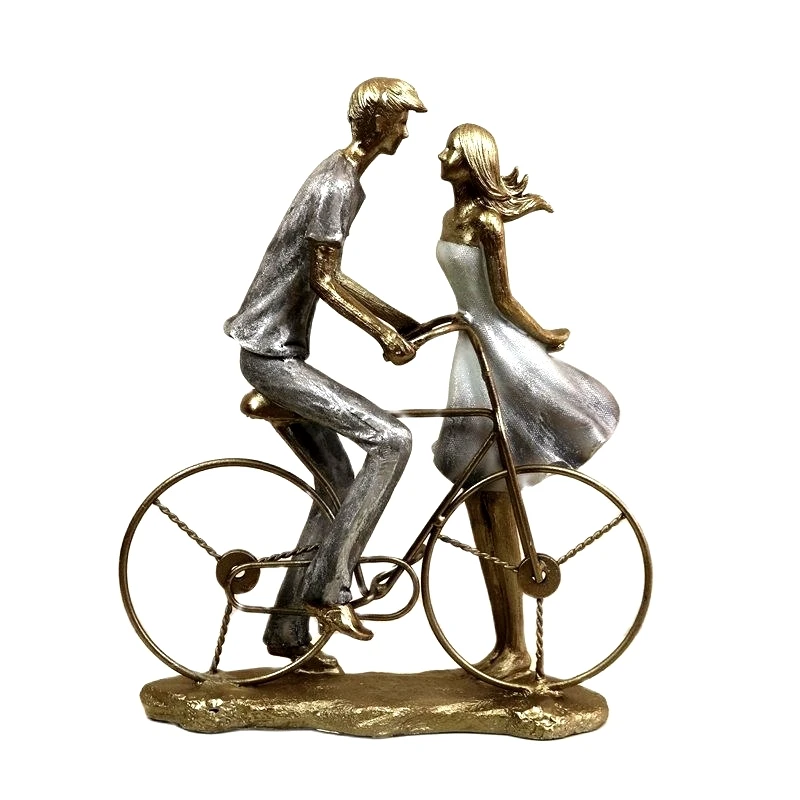 

Романтическая скульптура для любителей велосипеда, статуя для пары обручального кампуса ручной работы, декор на День святого Валентина, свадебный подарок, крафтовое украшение для влюбленных