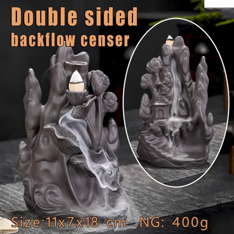 Landscape Double Sided Mermaid Dolphin Home Ornament Backflow Incense