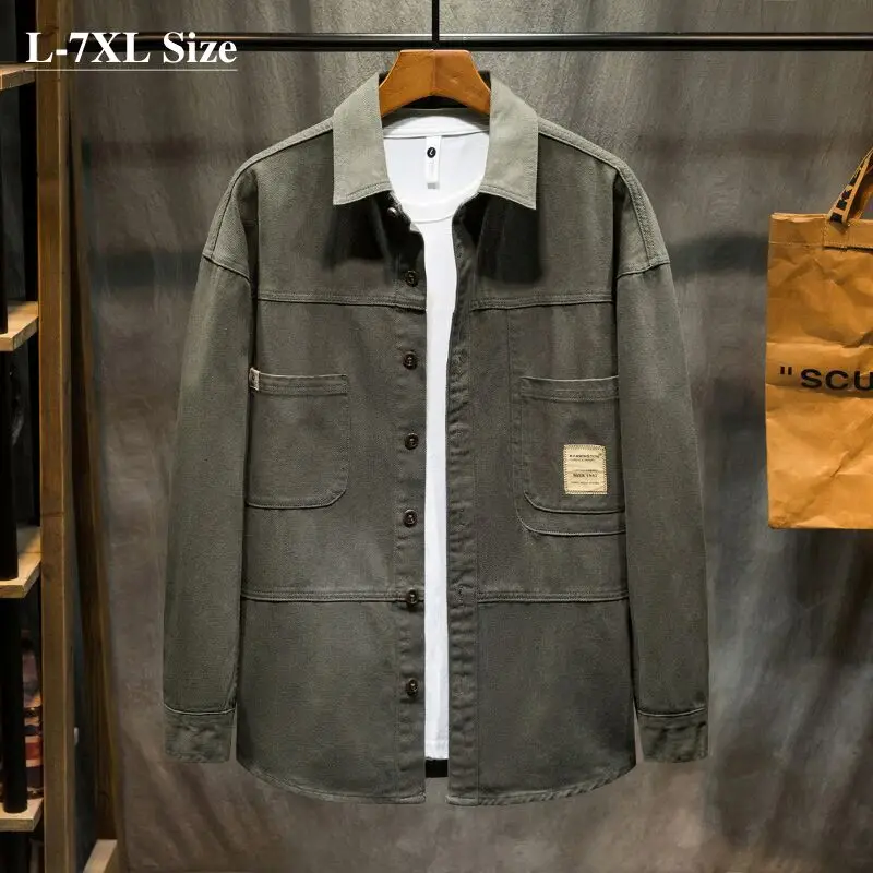 

Осенняя мужская рабочая одежда размера плюс 5XL 6XL 7XL, Повседневная рубашка из 100% хлопка, свободная рубашка с длинным рукавом, коричневая, Черная Мужская брендовая одежда