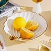 European Classical Ceramic Phnom Penh Leaf Fruit Tray Home Living Room Dim Sum Candy Snack Tray Modern High-value Dessert Bowl 1