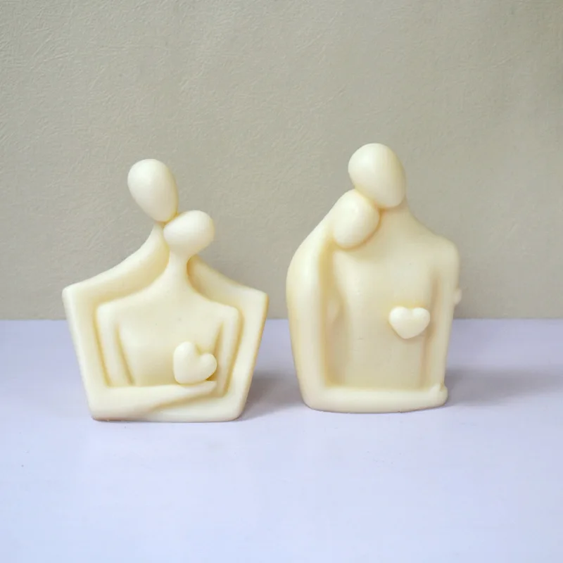 Heart Couple Portrait Scented Candle Silicone Mould Simple Human Bust Soap Chocolate Mold Art Plaster Decor Valentine's Day Gift