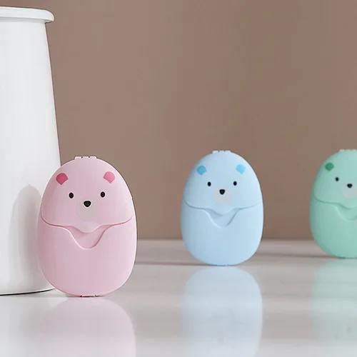 일회용 종이 비누 휴대용 손 세척 만화 미니 비누 종이 향기 슬라이스 시트, 여행 캠핑 바디 클렌저, 1 박스 3