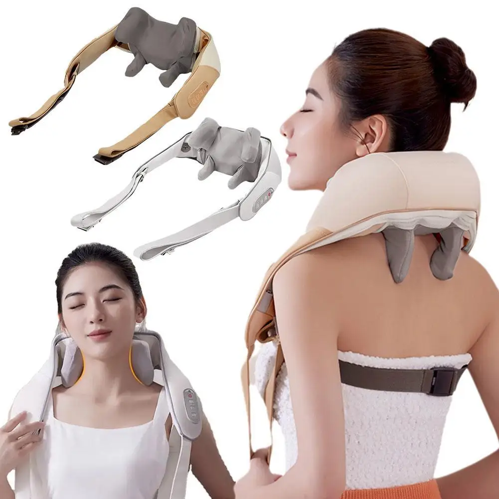 

New 5D Kneading Shiatsu Massage Shawl Chiropractic Back Massager For Neck Shoulder Pain Relief Heating Neck Massageador Massagem