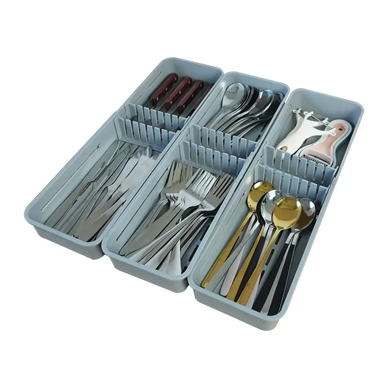 

Knives Holder Drawer 3-in-1 Knives Holder In-Drawer Block Knives Organizer Drawer Insert Kitchen Drawer Cutlery Storage Tray