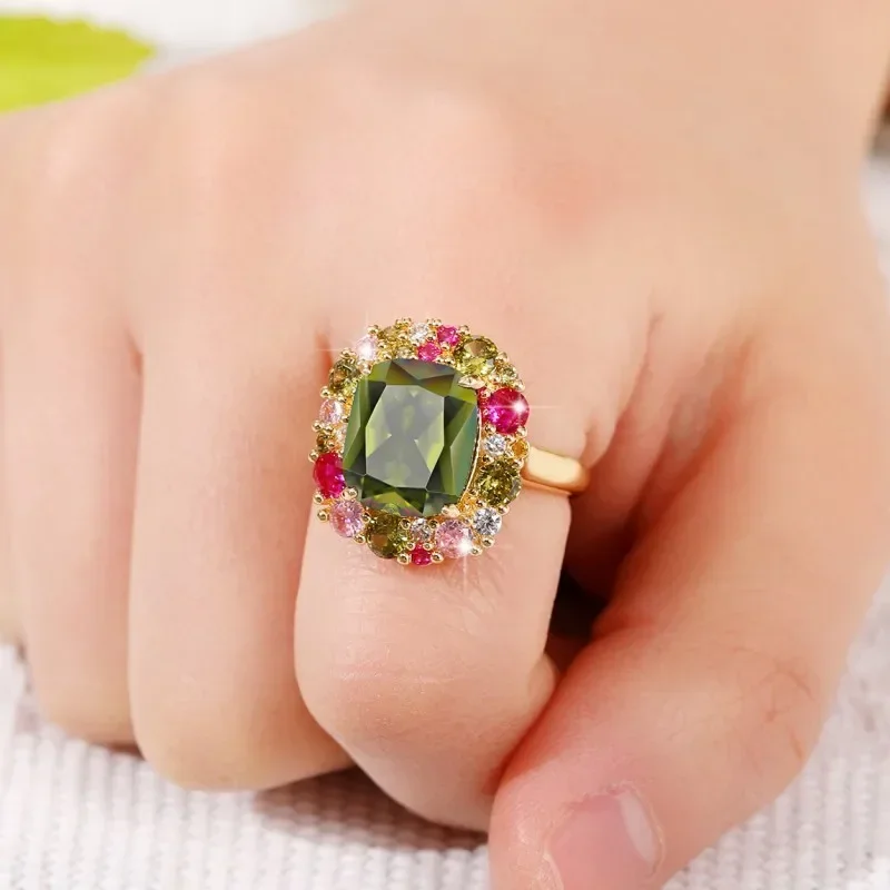 Colorful Cubic Zirconia Rings for Women Wedding Party Accessories Female Jewelry