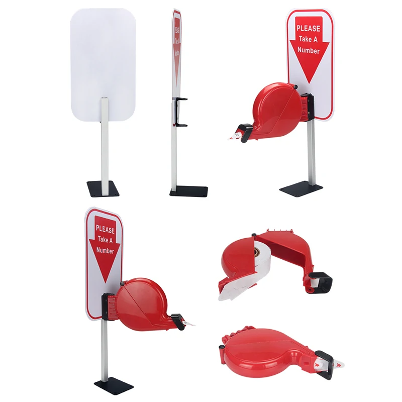 Ycall Take-A-Number Ticket Dispenser with Counter Stand 1 Roll Tape Paper 3 Digits 2000 Labels for Queue Management System