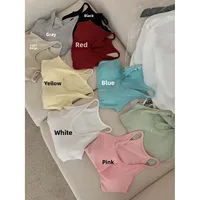 Summer New Sle Sexy Pure Desire Hot Girl Slim Fit Tank Top Women's Padded Sports Bra Vest U-Ne ort Length Cotton Blend - Image 2