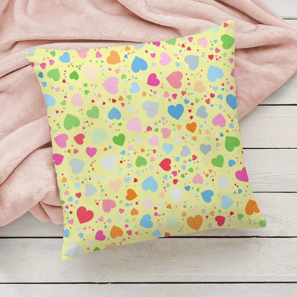 

Colorful Heart Decorative Pillowcase for Living Room Pillowcases Bed Cushions Children's Cushion Cover Pillow Cases Short Plush