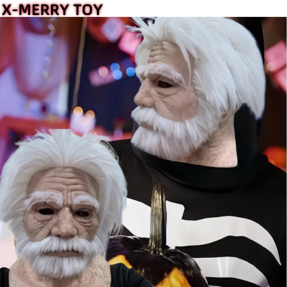RealisticLatexOldManMaskHumanHeadCarnivalCostumeDress