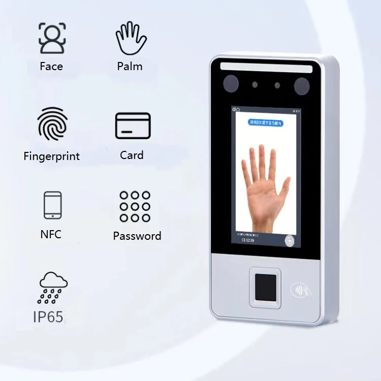 

Biometric face recognition fingerpring reader machine and fingerprint access control with Palm Print and USB Download data