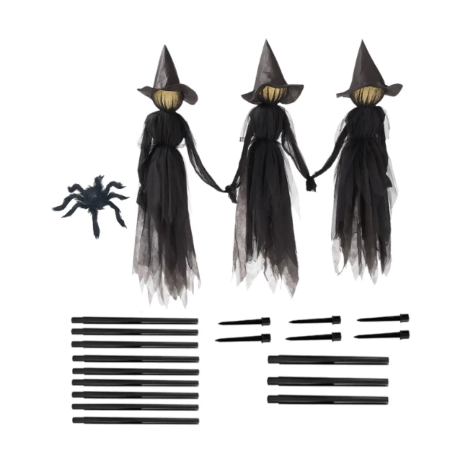 Ornaments with Stakes Set Light up Holding Hands Screaming Witches Halloween Witches for Home Outside Holidays Porch Garden