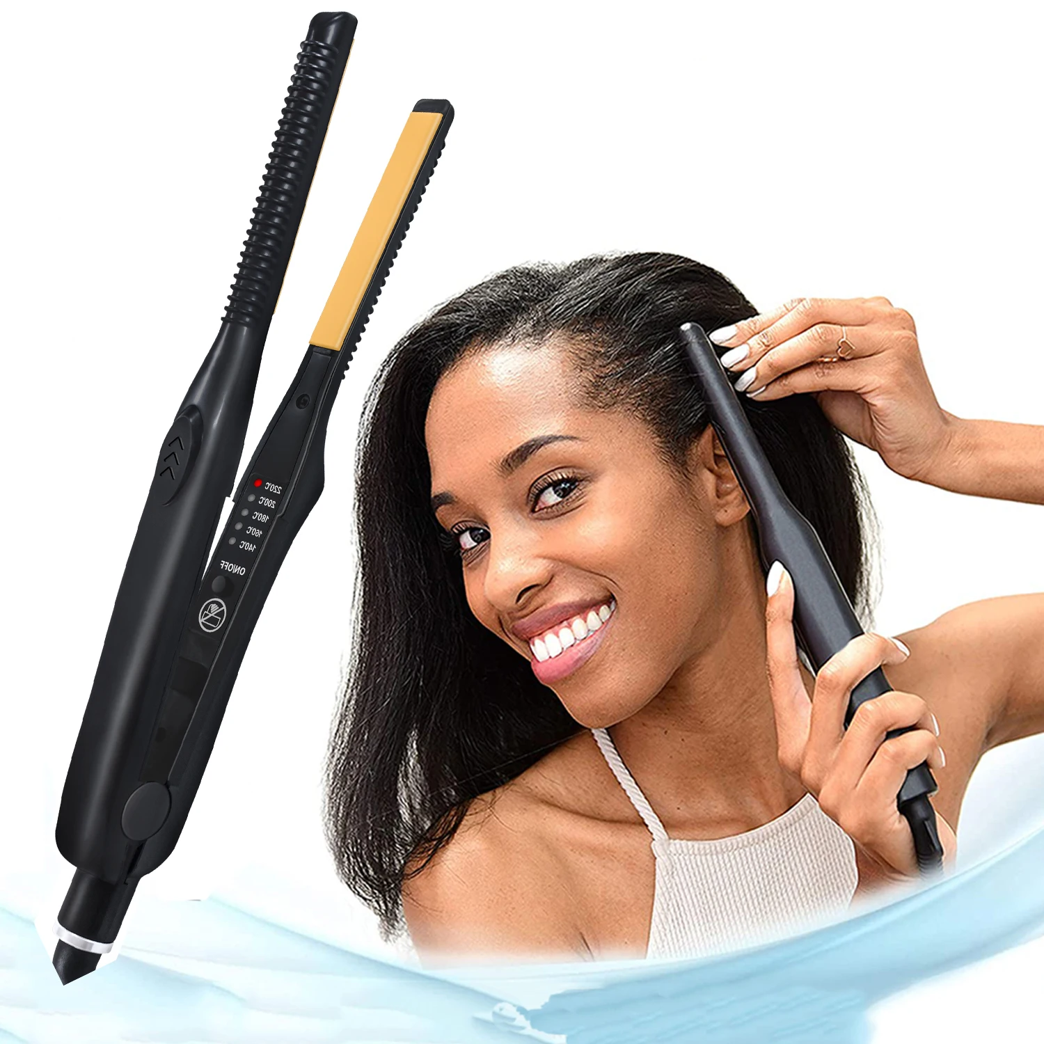 2 In 1 Hair Straightener & Curler Small Flat Iron Ceramic Hair Crimper Corrugation Short Hair Straightening Curling Styling Tool 6