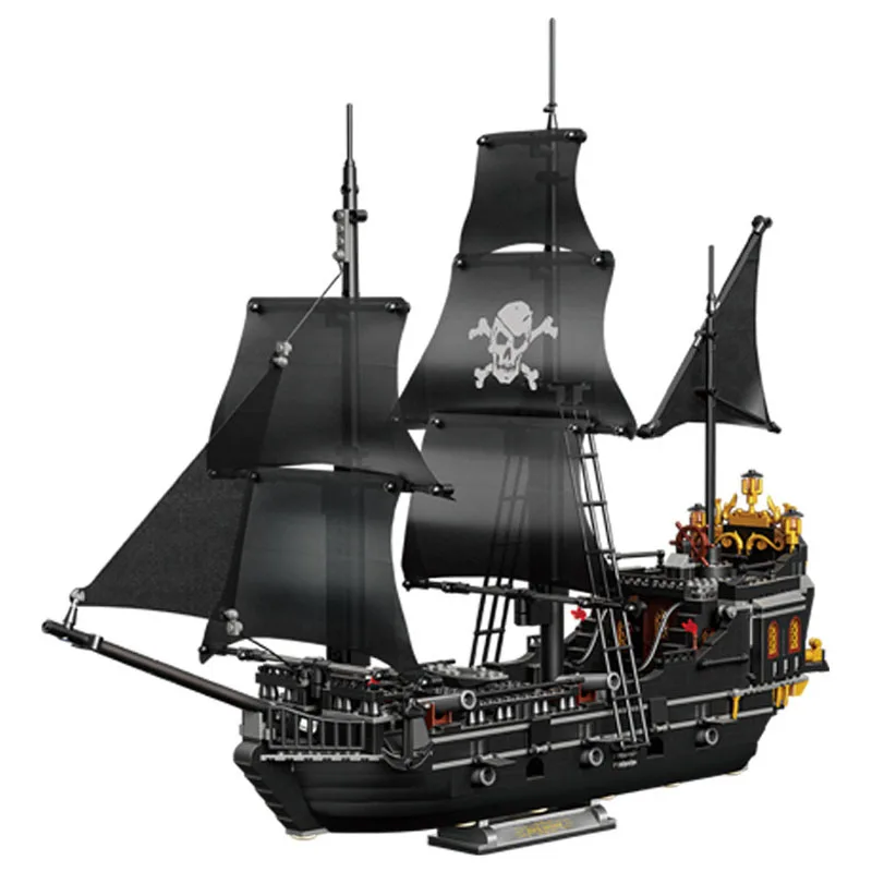 Creativo Mini Block Black Witch Caribbean Pirate Ship Model Building Brick Construction Toy Set Collection For Boys Gifts