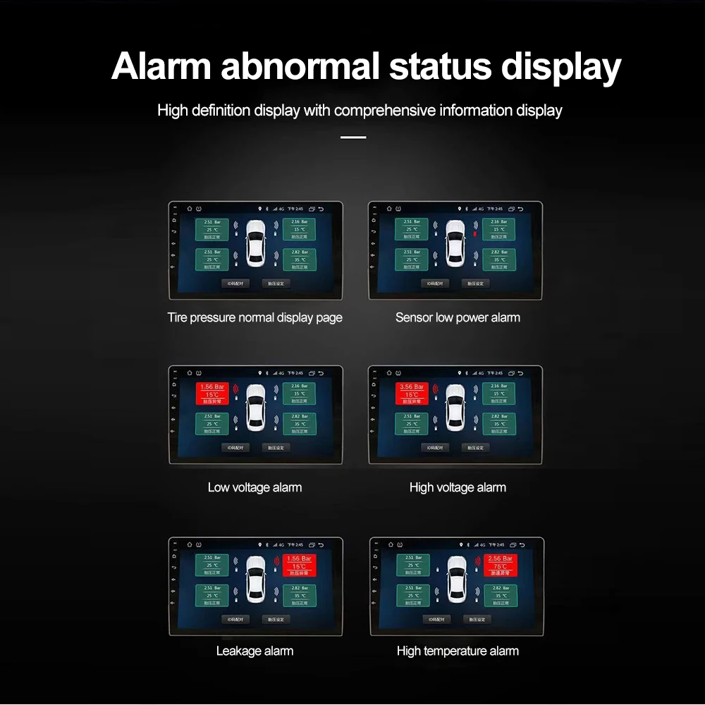 USB Android TPMS Tire Pressure Monitoring Alarm System Exchange The Tire Position Freely Wireless External Sensors Motorcycle Tire Pressure Monitor Car Tire Pressure Monitor Car Tire Pressure Sensor