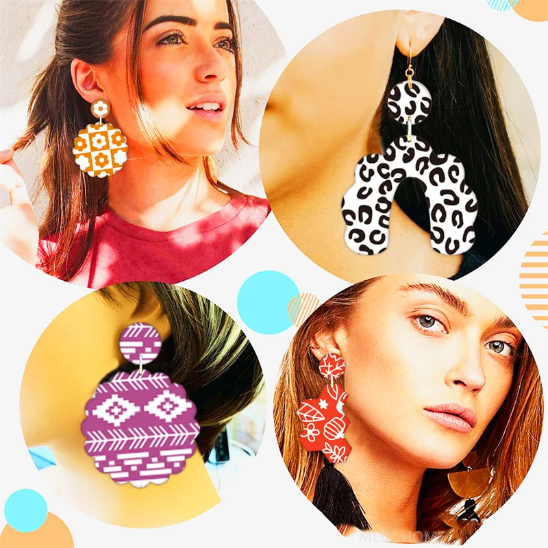 Silk Screen Stencils for Polymer Clay Leaf Flower Butterfly Pattern Reusable Silkscreen Print for DIY Earring Jewelry Making for silicone mold,polymer clay cutter