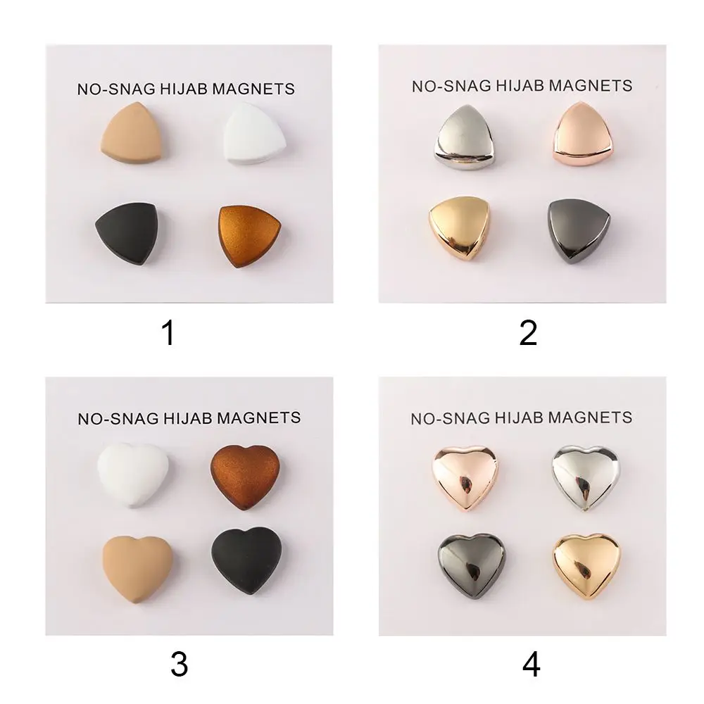4PCS Strong Metal Plating Magnetic Hijab Clip Safe Hijab Brooch Luxury Accessory No Hole Pins Brooch Magnet for Muslim Scarf 6