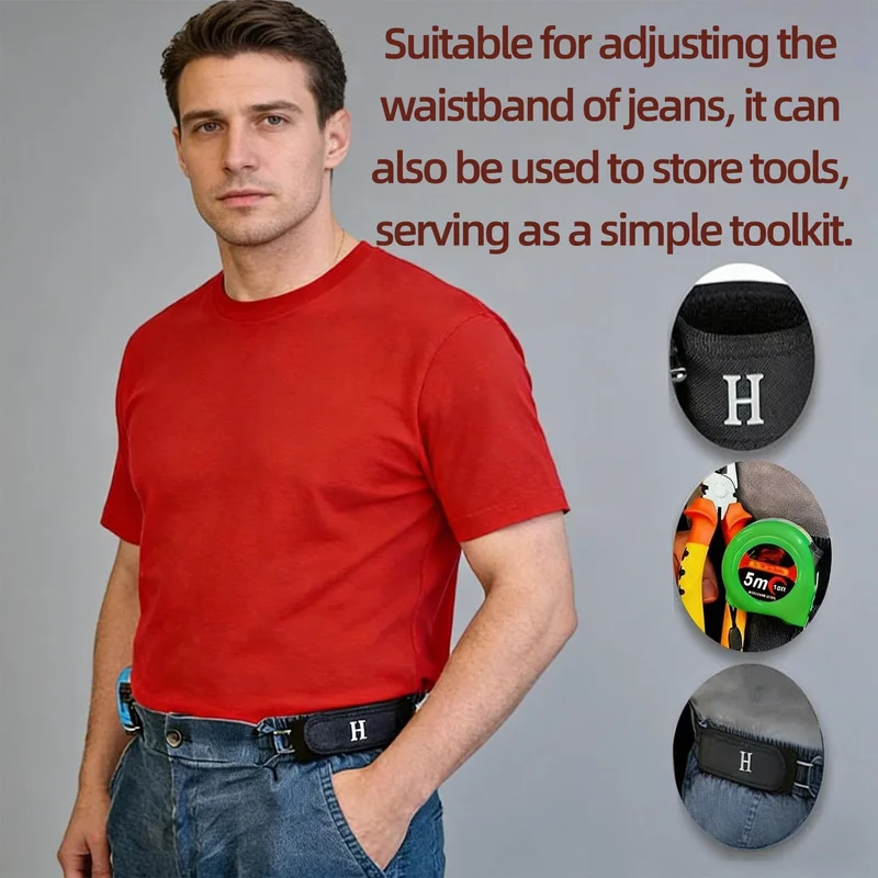 2Pcs Adjustable Buckleless Belt Hook Elastic Velcro Waist Buckle ‘ With