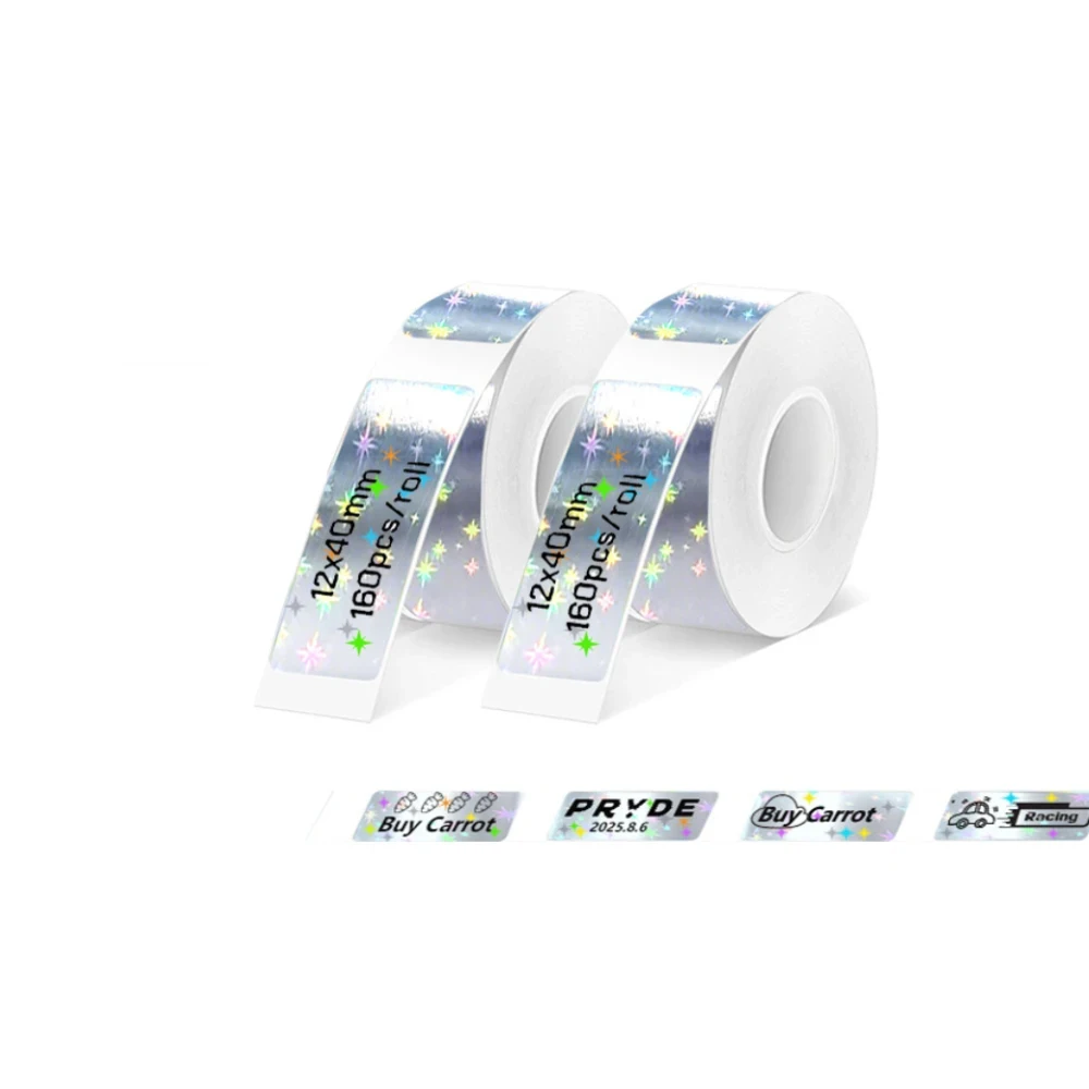 P15 Etiket Makinesi Bandı Taşınabilir Kendinden Yapışkanlı 12*40mm Etiket Çıkartması 2 Rulo Seti D30 Marklife P15 P12 P11 DELI Q2 Etiket Yazıcısı için