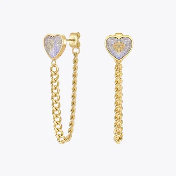 ENFASHION Statement Drop Earrings For Women Heart Fashion Jewelry Gold Color Zircon Earings Stainless Steel Pendientes E211317 1