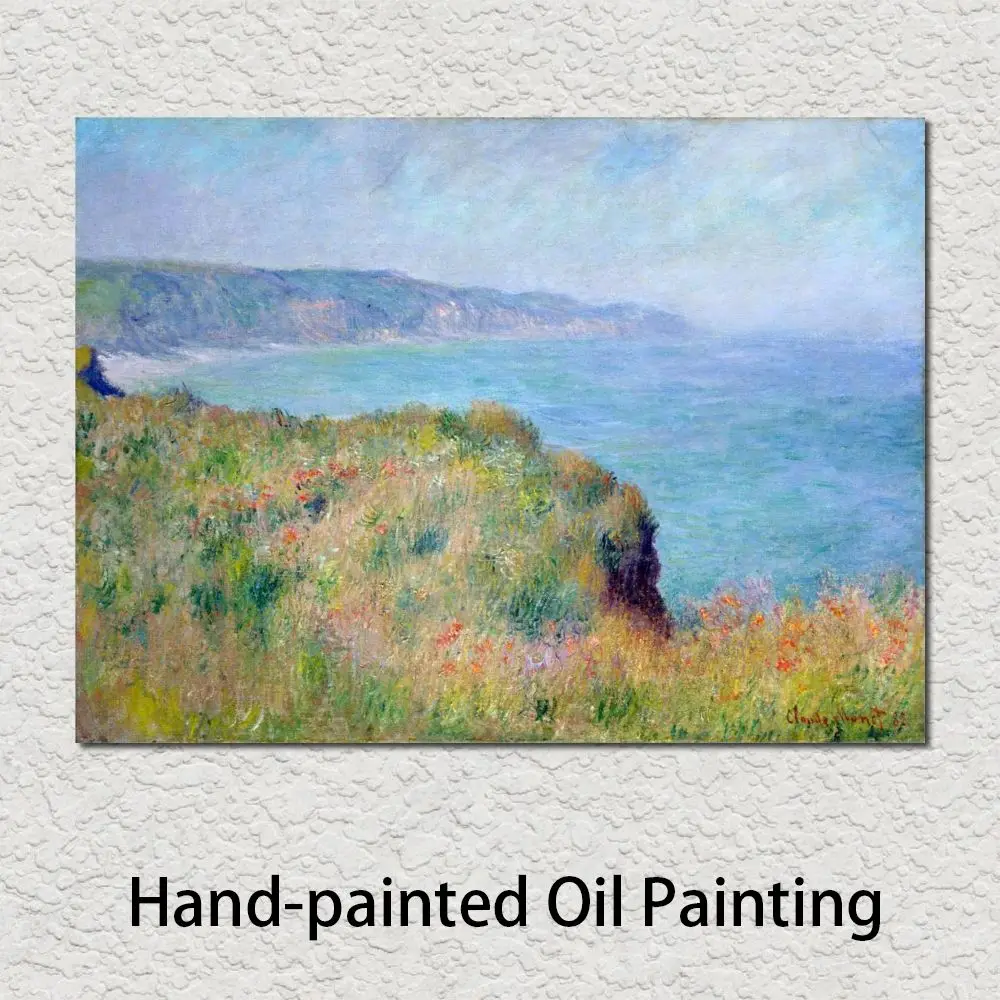 

Seaside Canvas Art Cliff Near Pourville Hand Painted Claude Monet Painting Seascape Impressionism Artwork Living Room Bar Decor