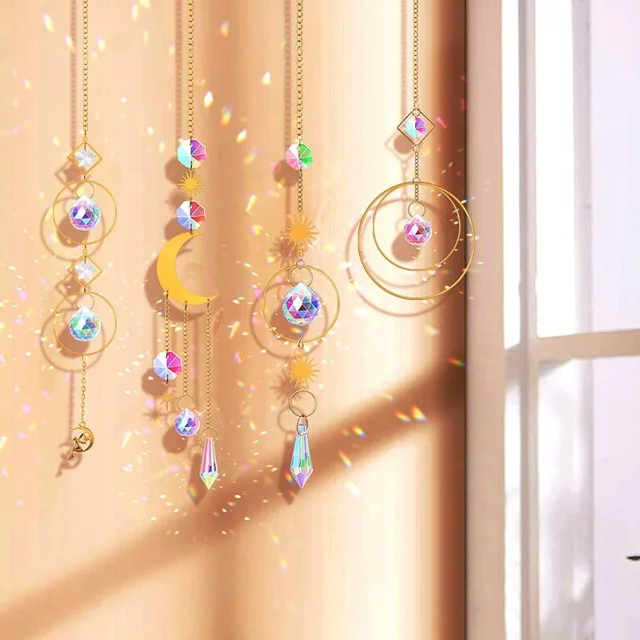 Crystal Windchime Világos Medál Napfogó Diamond Prism Ball Rainbow Chaser Fém Csillár Lógó Üveg Otthoni Kert - Image 2