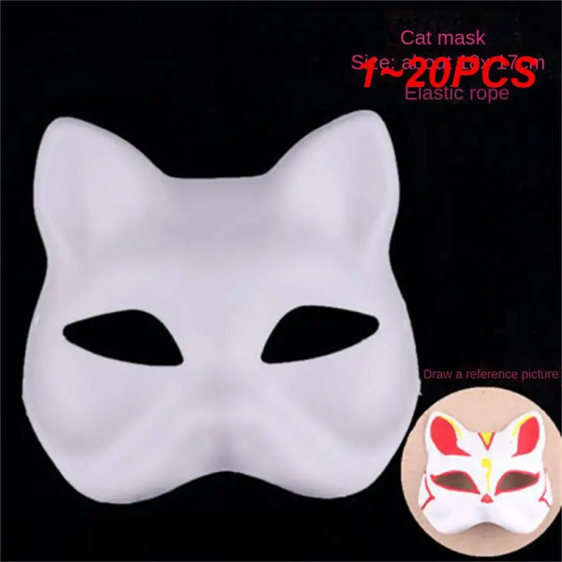 Anime Pulp Japanese Mask 1~20PCS Half Face Hand-painted Cat Fox Mask Anime Masquerade Halloween Festival Cosplay Prop