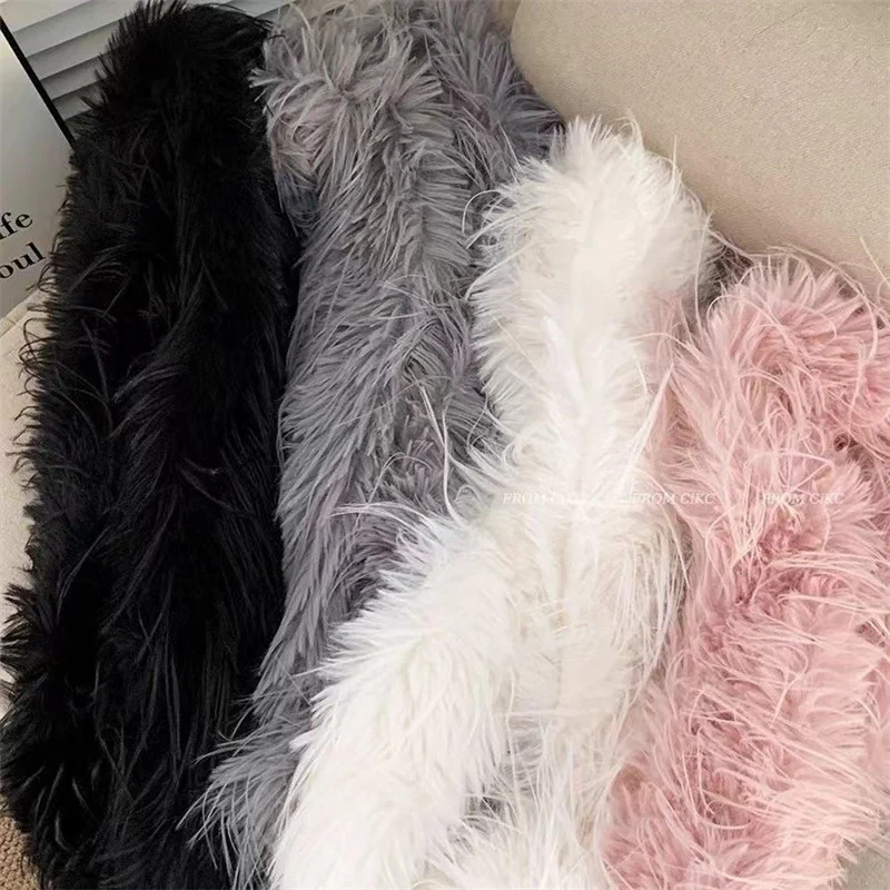 Thick Fluffy Plush Long Strip Scarf Imitation Mink Fur 180cm Y2K Girl Scarf Luxury Classic Ladies Tassels Scarf Party - Image 4