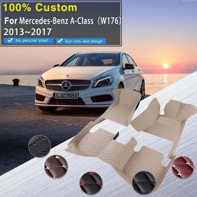 

Автомобильный напольный коврик для Mercedes-Benz A-Class W176 2013 ~ 2017, противогрязевые накладки, автомобильные напольные коврики для багажника, грязевые автомобильные аксессуары