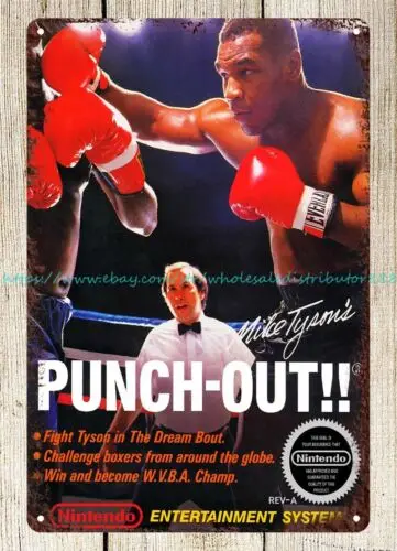 Letrero Metálico Punch Out 4x12 Mike Tyson – Decoración Arcade Clásica De Metal